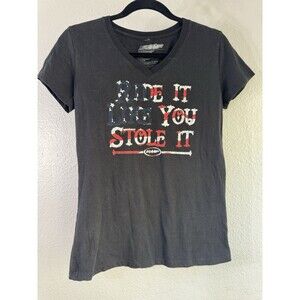 FMF Racing Women's "Stole It V-neck" T-shirt Flying Machine Factory Logo Tee